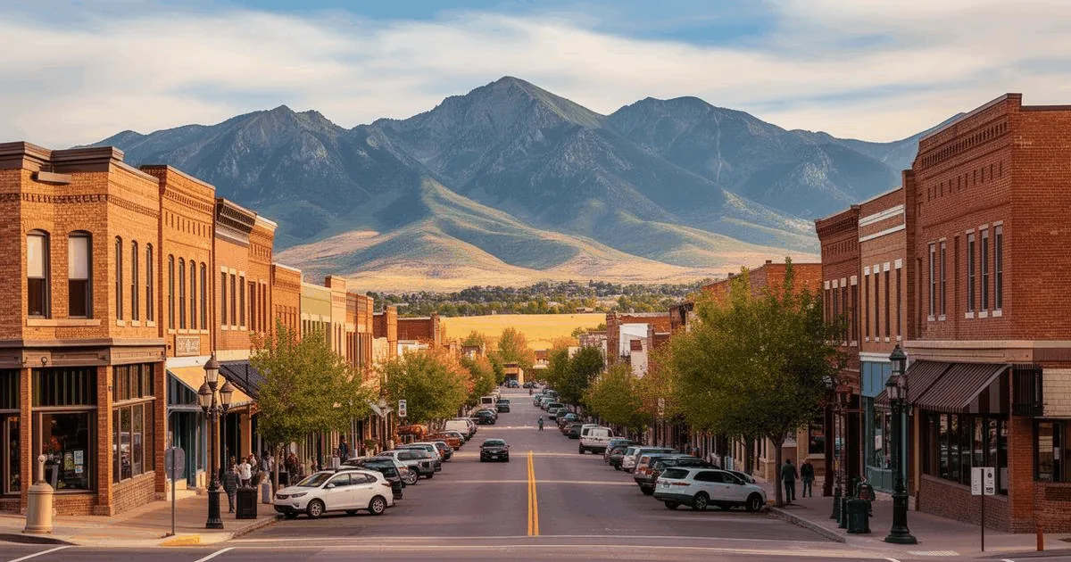 Arvada Colorado Olde Town with mountain views