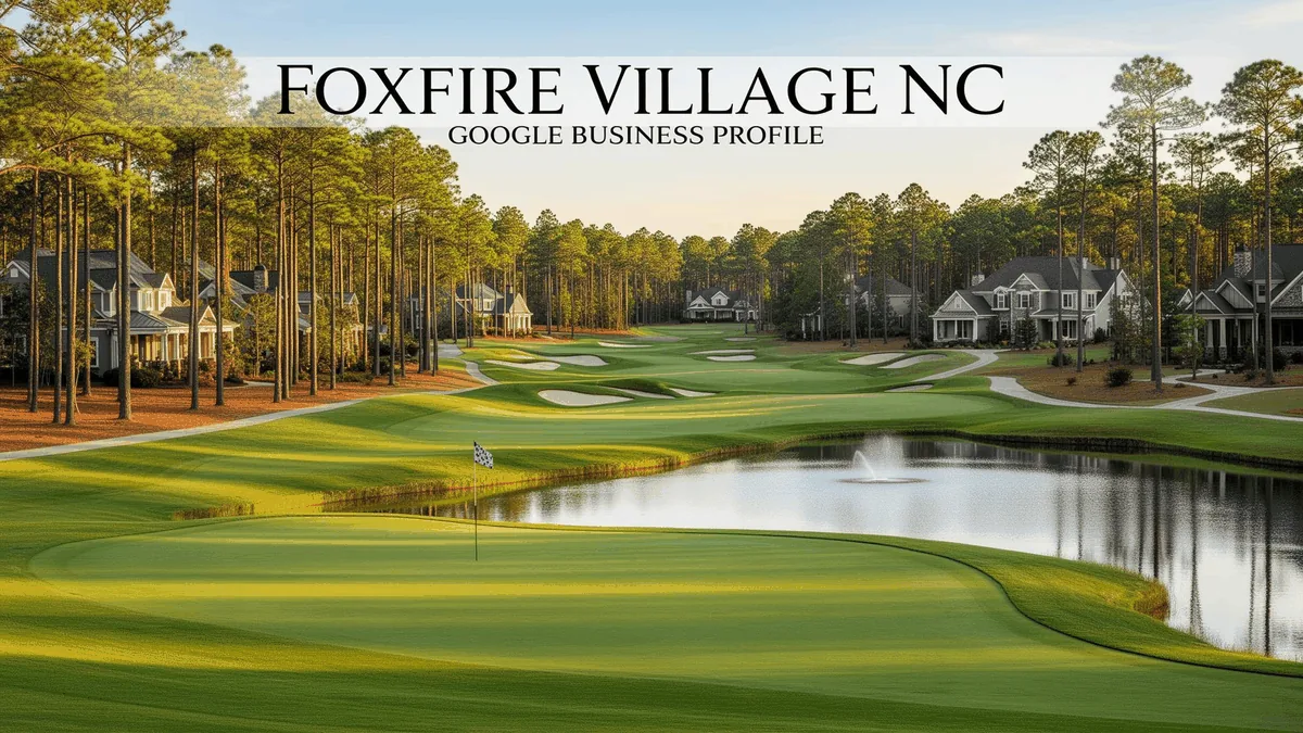 Foxfire Village NC Google Business Profile optimization showing upscale golf community homes and lake