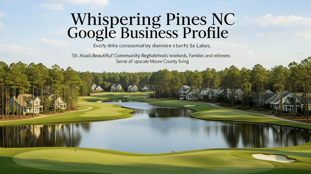 Whispering Pines NC Google Business Profile optimization showing serene six-lake golf community