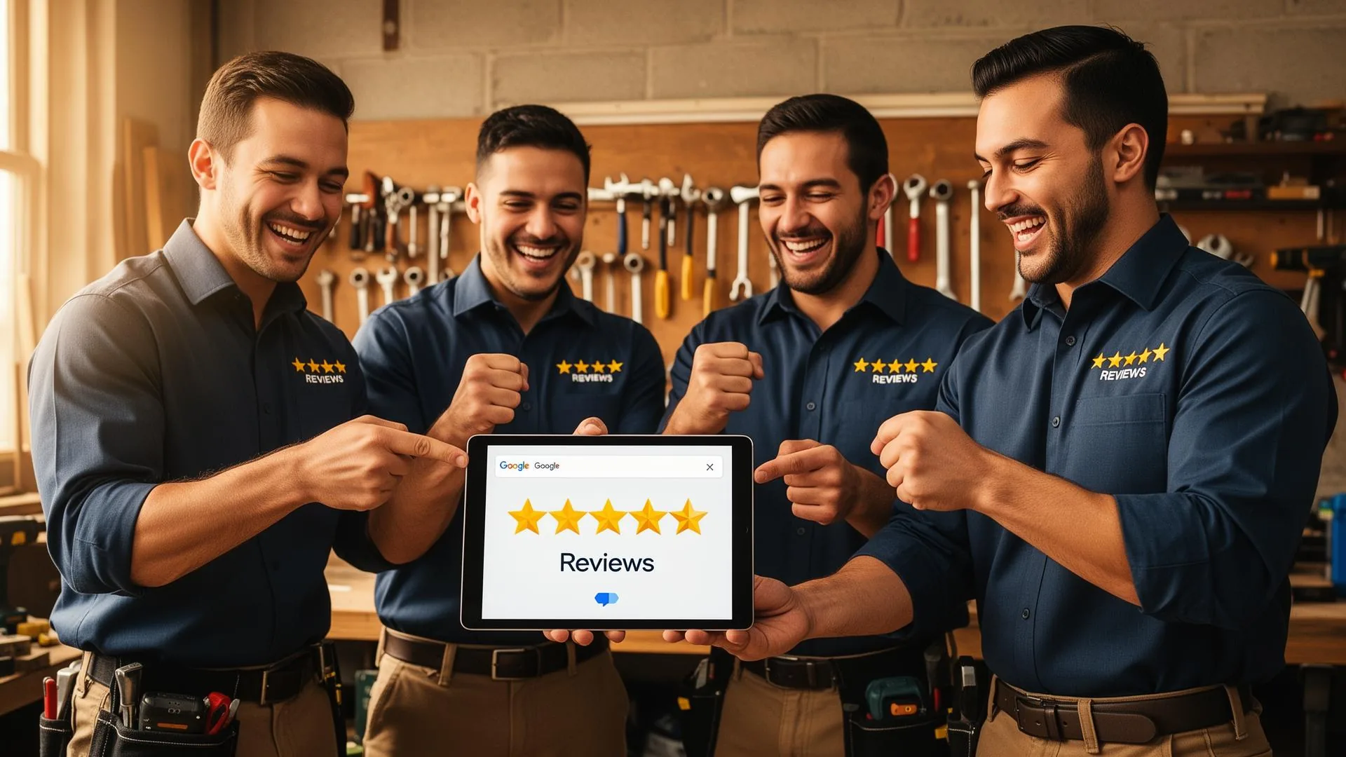Home services contractor viewing their 5-star Google Business Profile on mobile