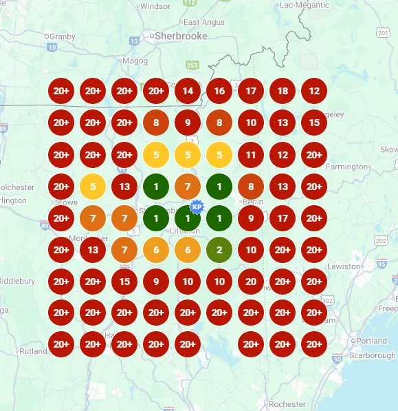 Ranking map at 3 Months