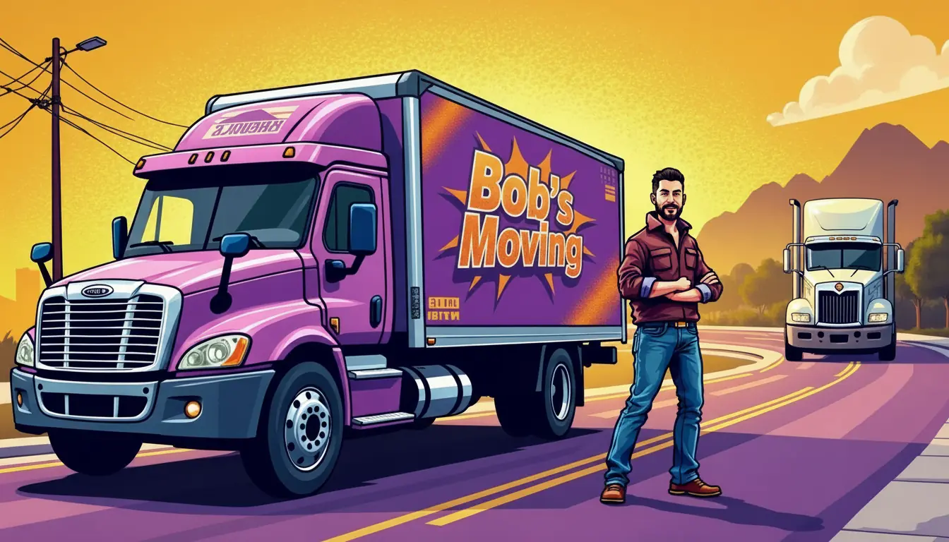 Professional branding illustration showing branded business truck and confident business owner
