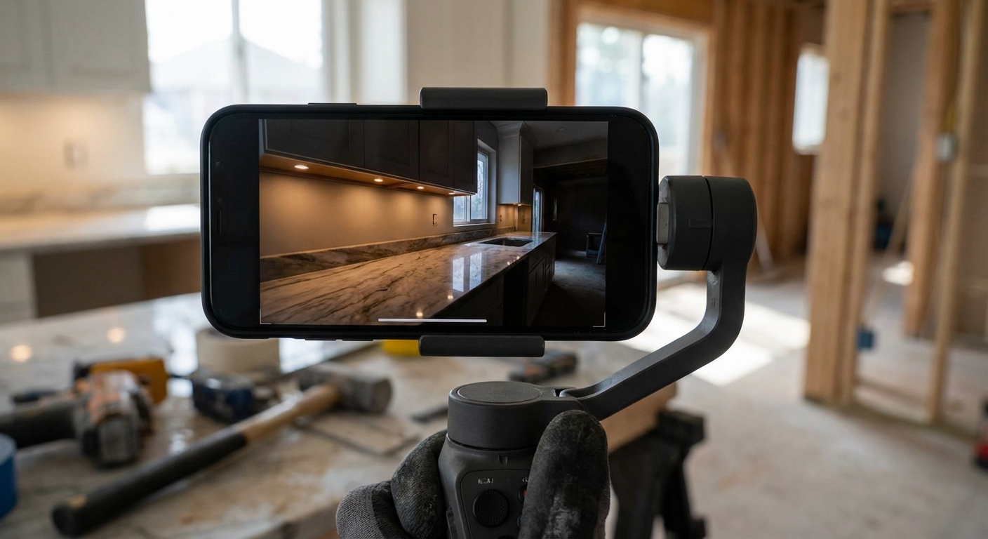 Home service contractor uploading advanced video to Google Business Profile for local SEO.