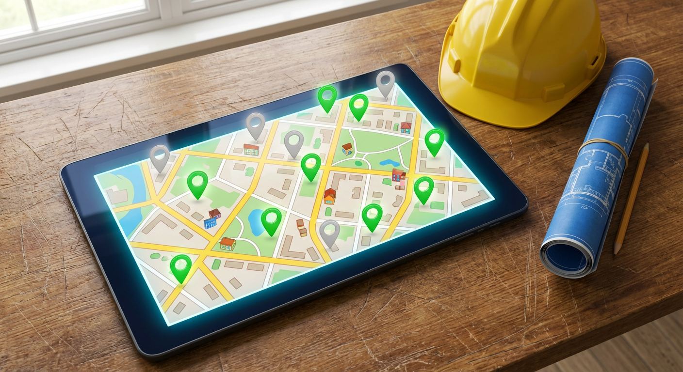 Contractor using Google Business Profile tools to manage online reviews and improve local SEO.